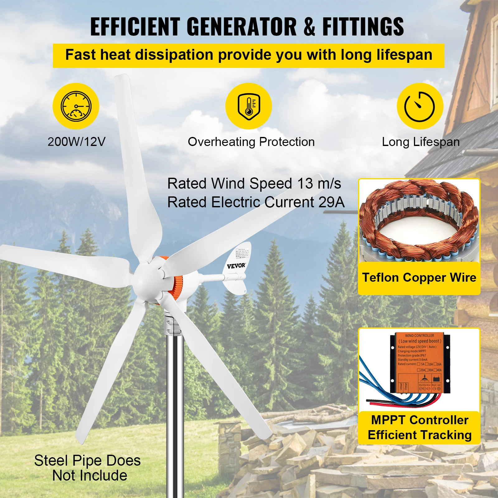 Small Wind Turbine Generator 3 - Renewable Energy Use recension och pris