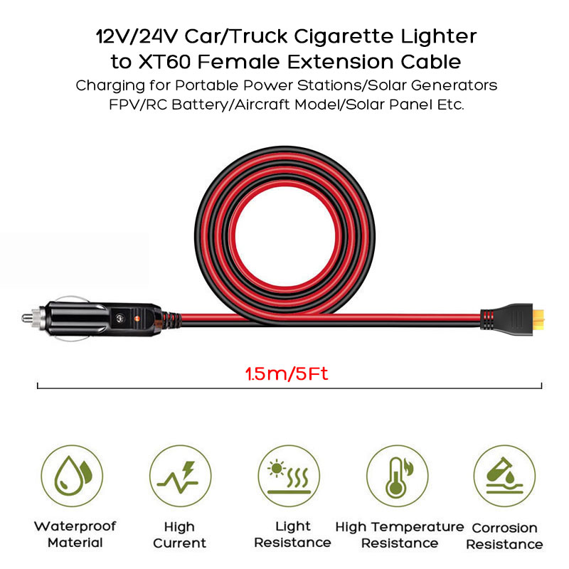 1.5m/5Ft XT60 to Car Cigarette - Anker Power Station Solix C1000 recension och pris