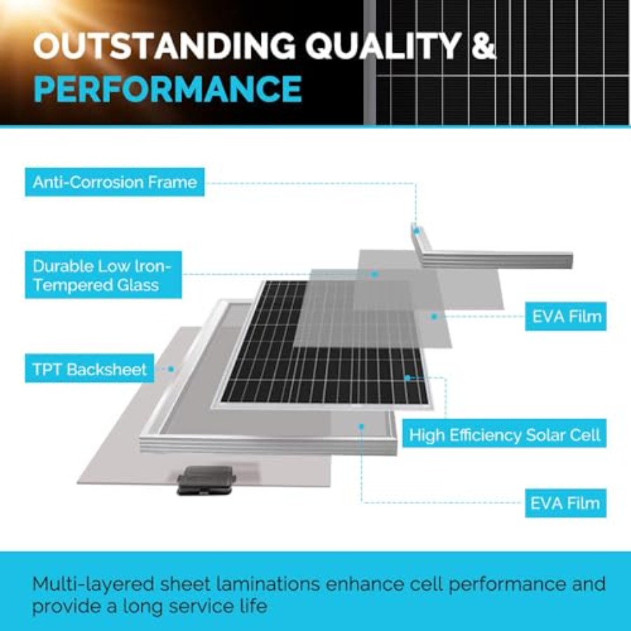 400W 12V RV Solar Panel Kit, 4 - Rv Solar Kit 400W recension och pris