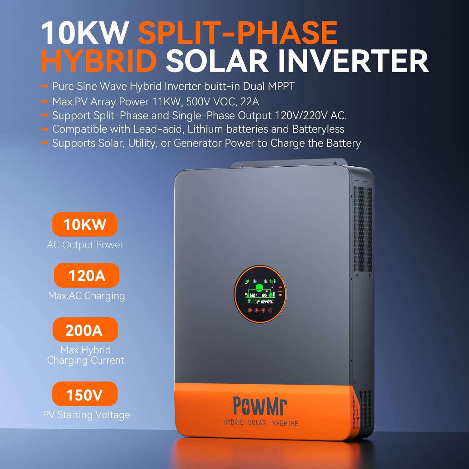 PowMr 10KW Split Phase Inverte - Flexible Solar Panel recension och pris